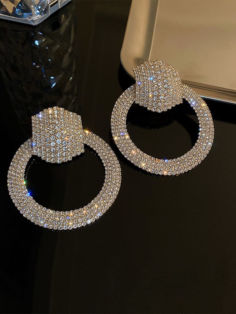 S925 Silver Needle Rhinestone Hoop Earrings MSE092401 - Earrings - DYAVOR®