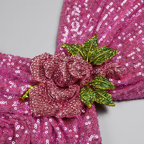 Pink Sequin Long Dress - - DYAVOR®