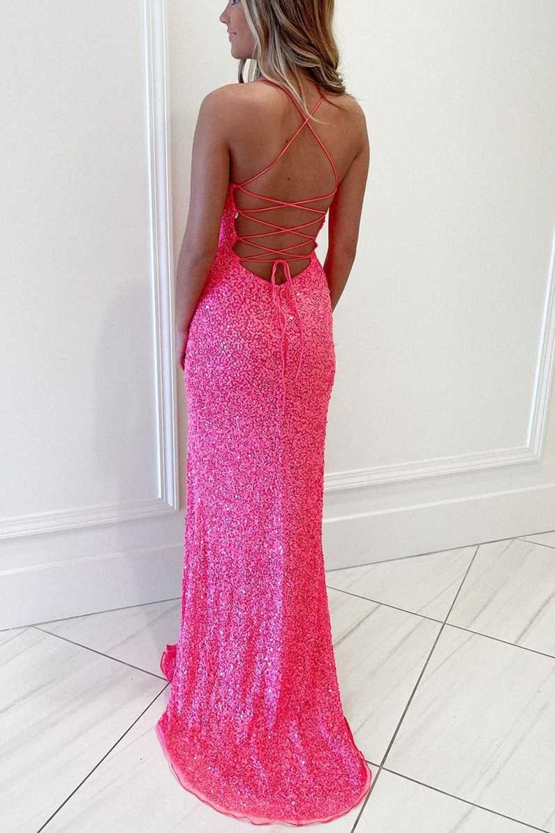 Mara | Hot Pink Sequins Mermaid Long Prom Dress - Prom Dress - DYAVOR®