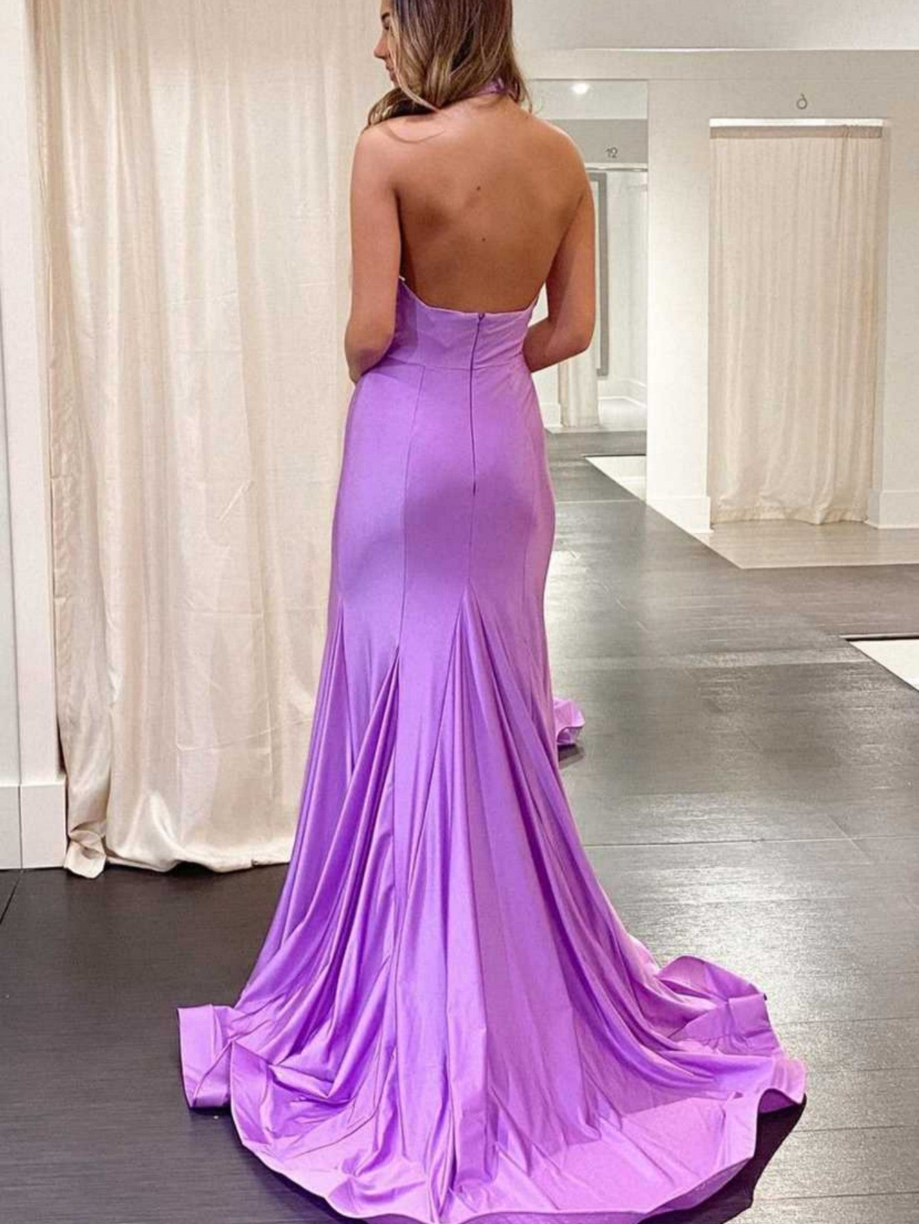 Halter Cross Neck Purple Long Bodycon Prom Dress - Prom Dress - DYAVOR®