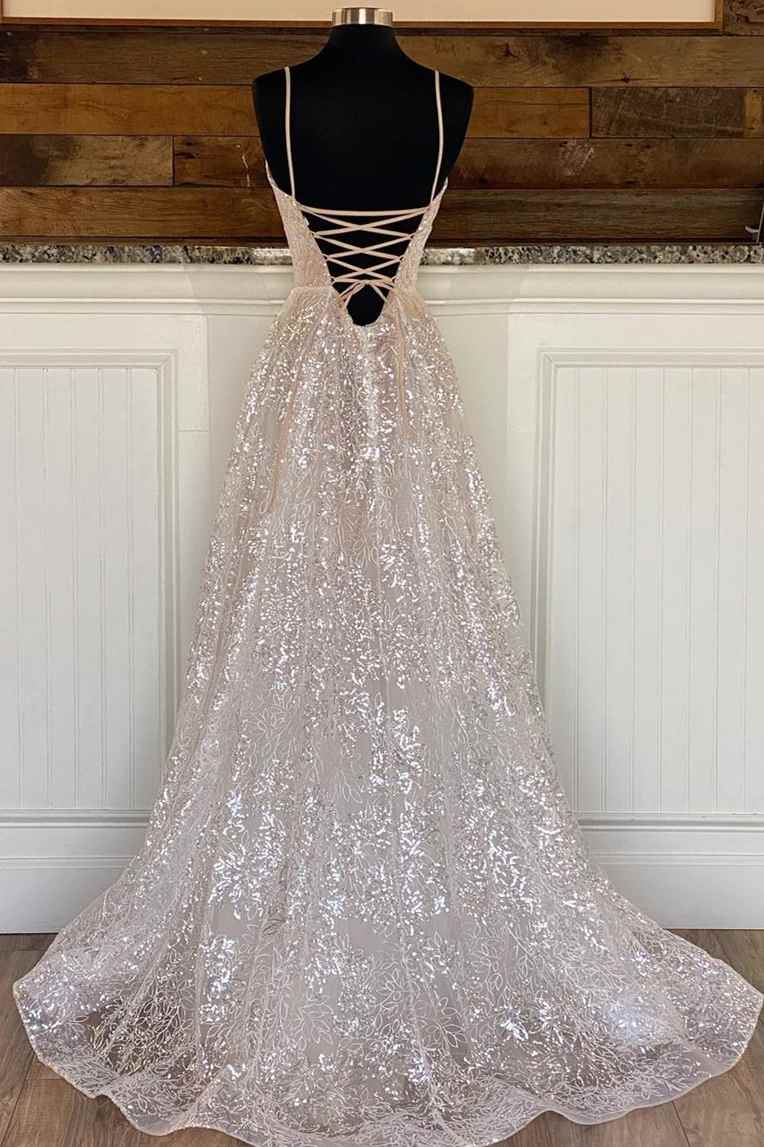 Light Champagne Sequin Lace A-Line Prom Dress - Prom Dress - DYAVOR®