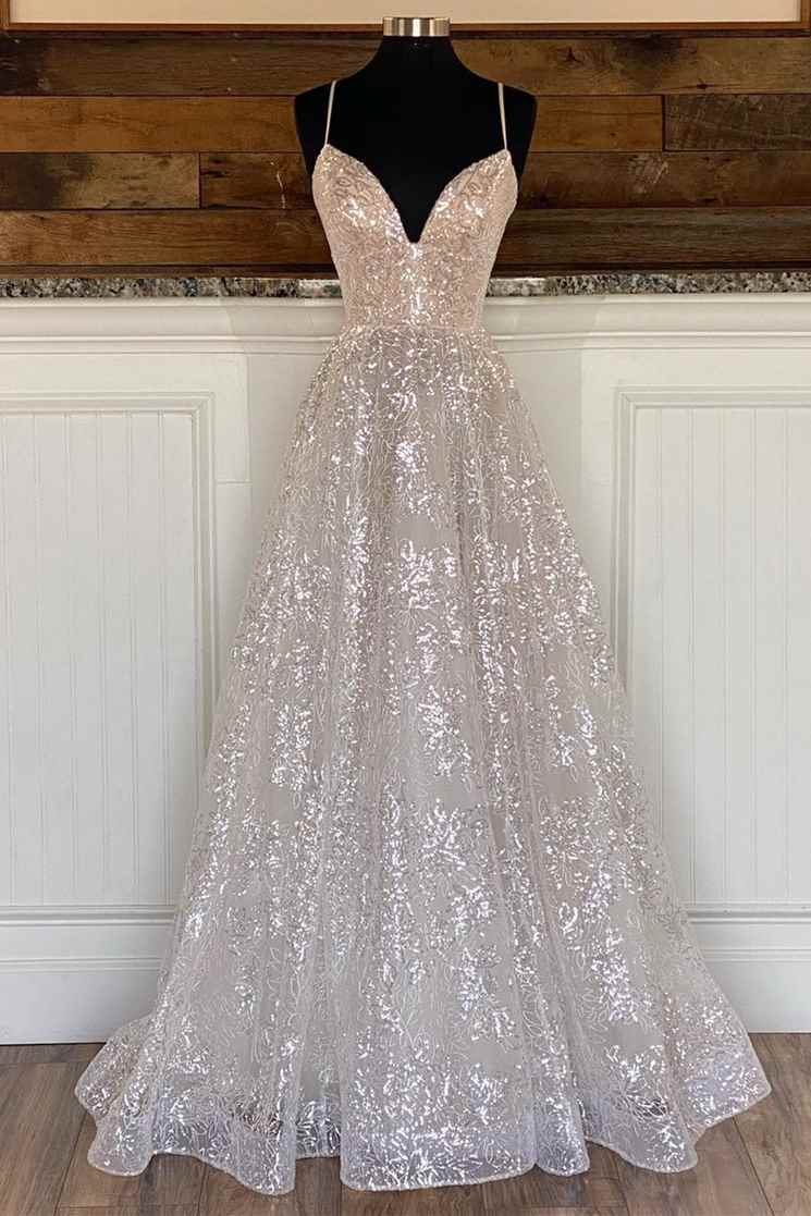 Light Champagne Sequin Lace A-Line Prom Dress - Prom Dress - DYAVOR®