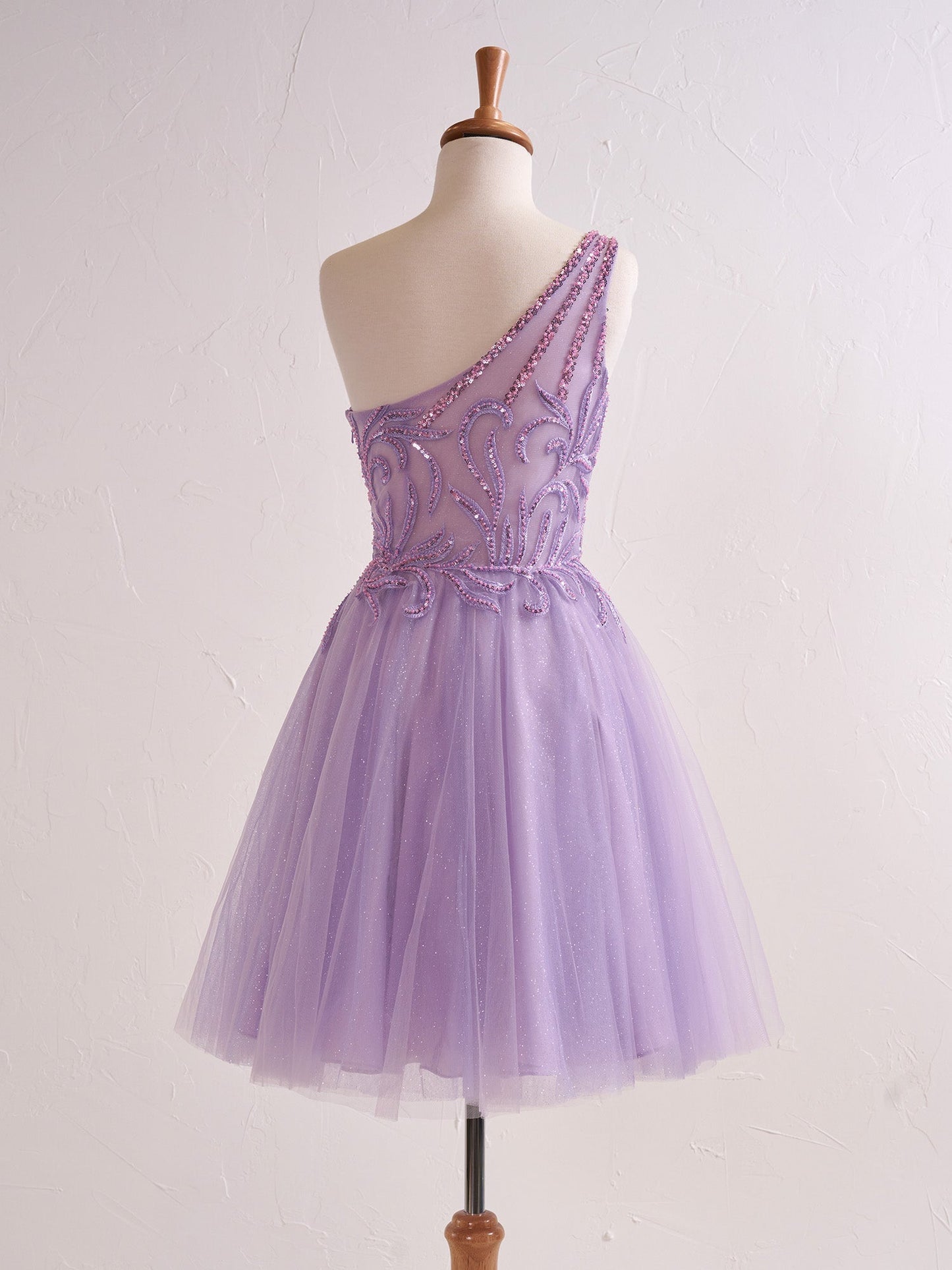 Amiri | One Shoulder A-line Lilac Short Homecoming Dress with Appliques - Cocktail Dress - DYAVOR®