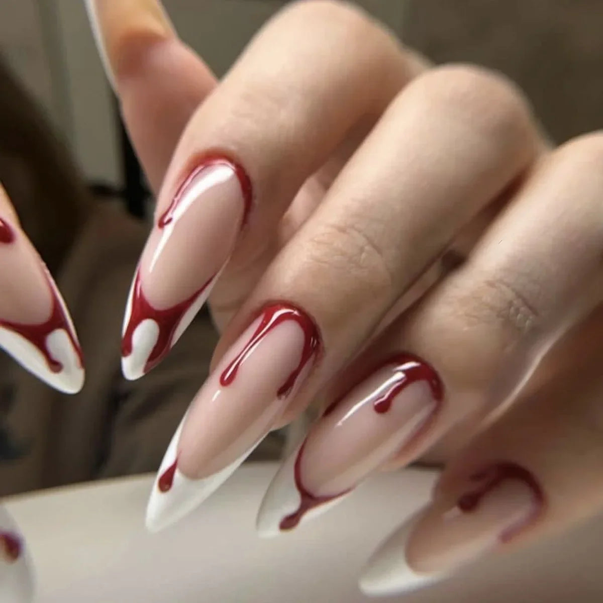 24Pcs Extra Long Stiletto False Nails Pointy French Fake Nails Glitter Detachable Almond Press on Nails Full Cover Nail Tips - - DYAVOR®