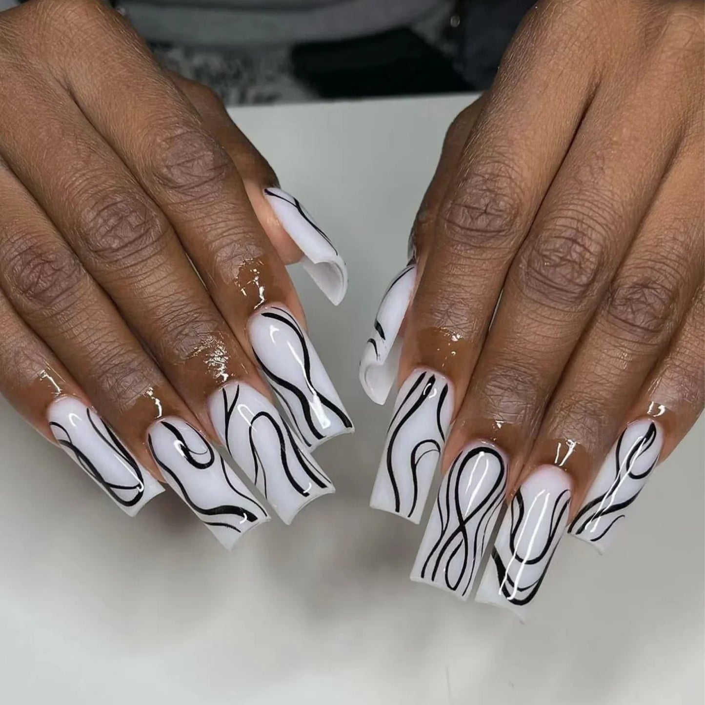 wearable full cover long ballet French coffin white False Nails with glue matte red black pink white artificial nails press on