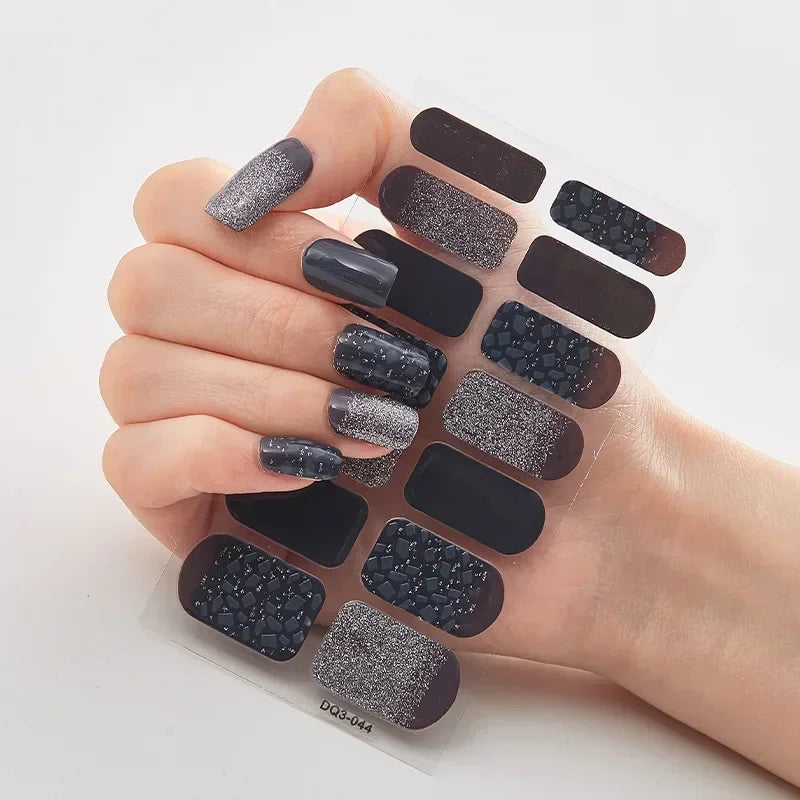 Semi Cured Gel Nails Art Stickers Fashion Solid Color Manicure Decal UV LED Lamp Need Gel Nail Decals Nail Sticker Decoration - - DYAVOR®