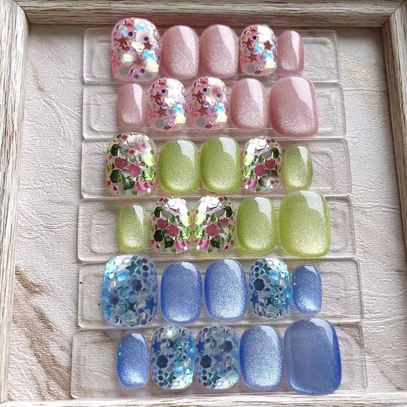 10 pcs Handmade Fake Nails Detachabled False Nails Tips Reusable Press On Nails Coffin Manicure Art - - DYAVOR®