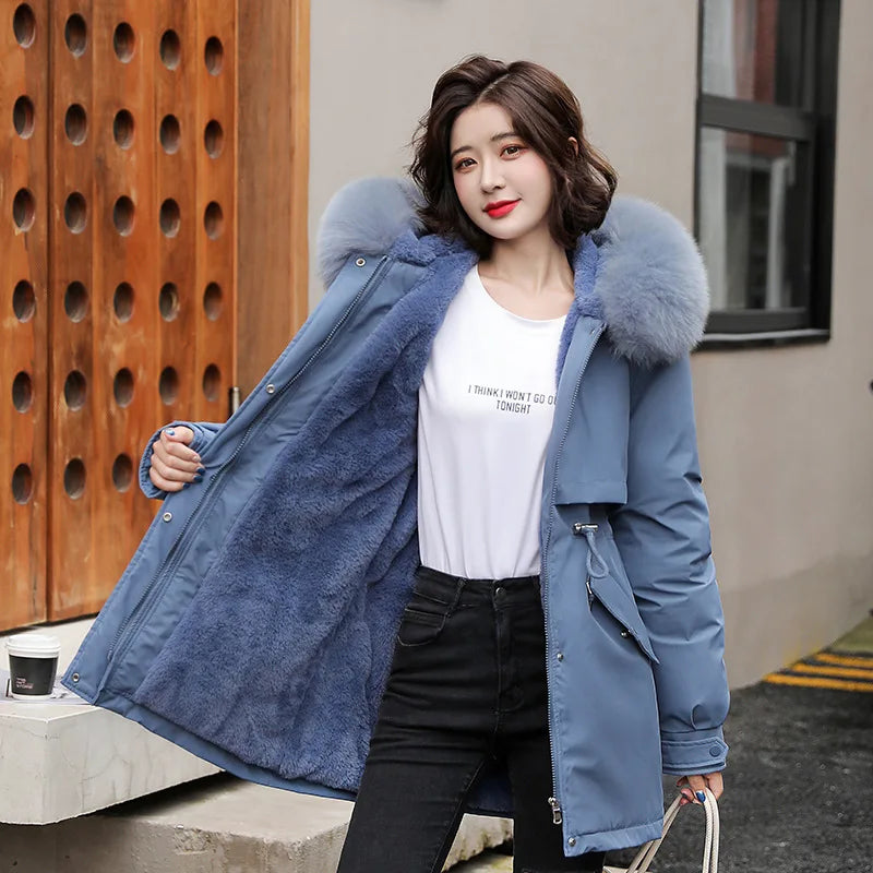 Tilda | winter jacket lined with detachable fur collar and hood - - DYAVOR®