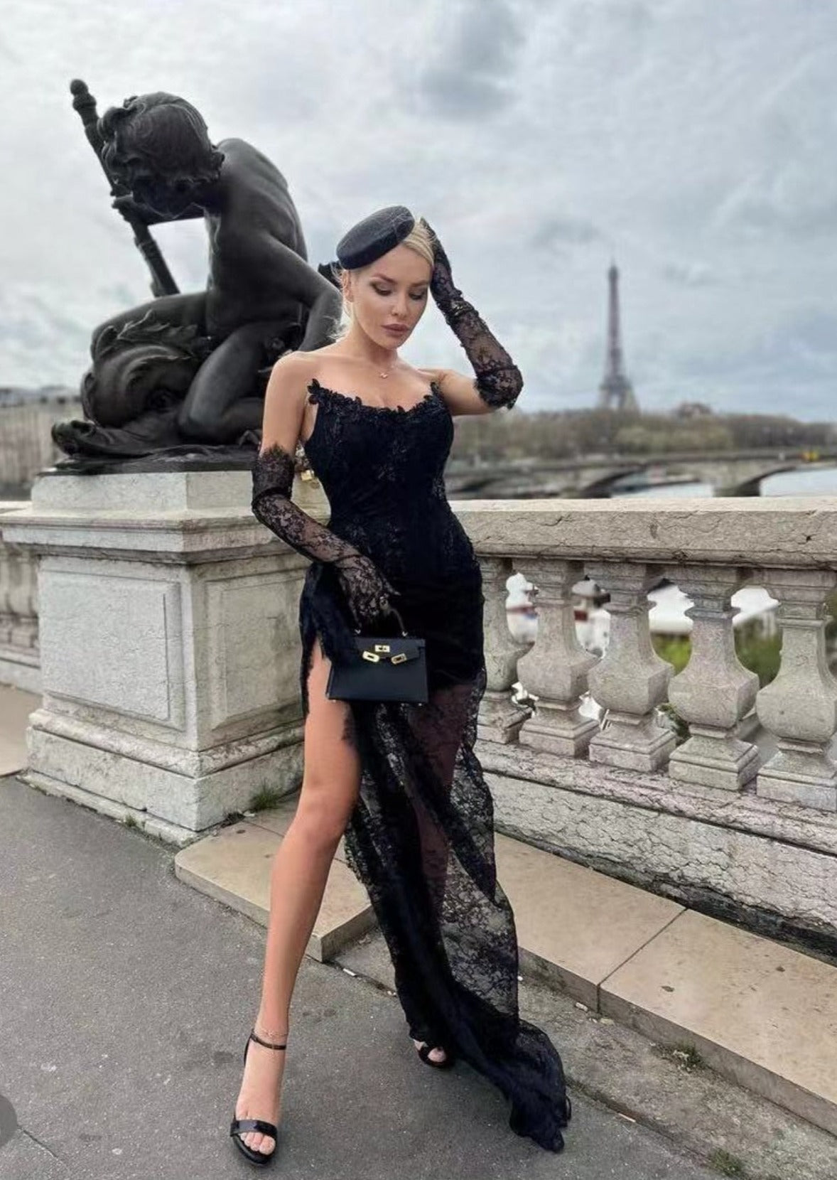 Lace Maxi Dress with Gloves - - DYAVOR®