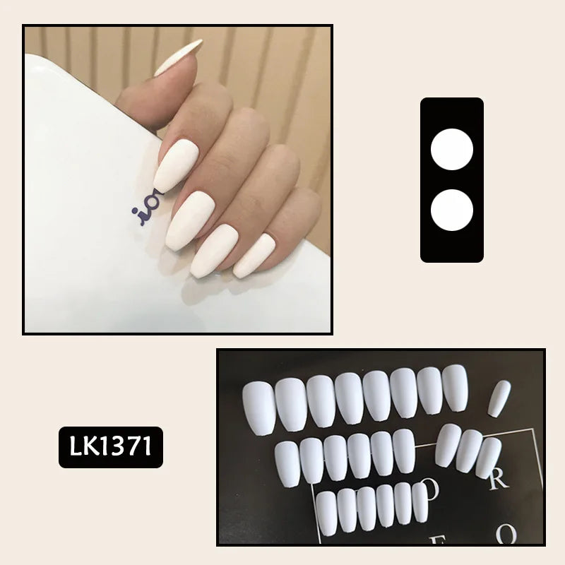 24Pcs/Set Almond Gradient Press On Nail Art Wearable Fake Nails Pointed Simple Ballet Coffin Reusable False Nails Tips Finished