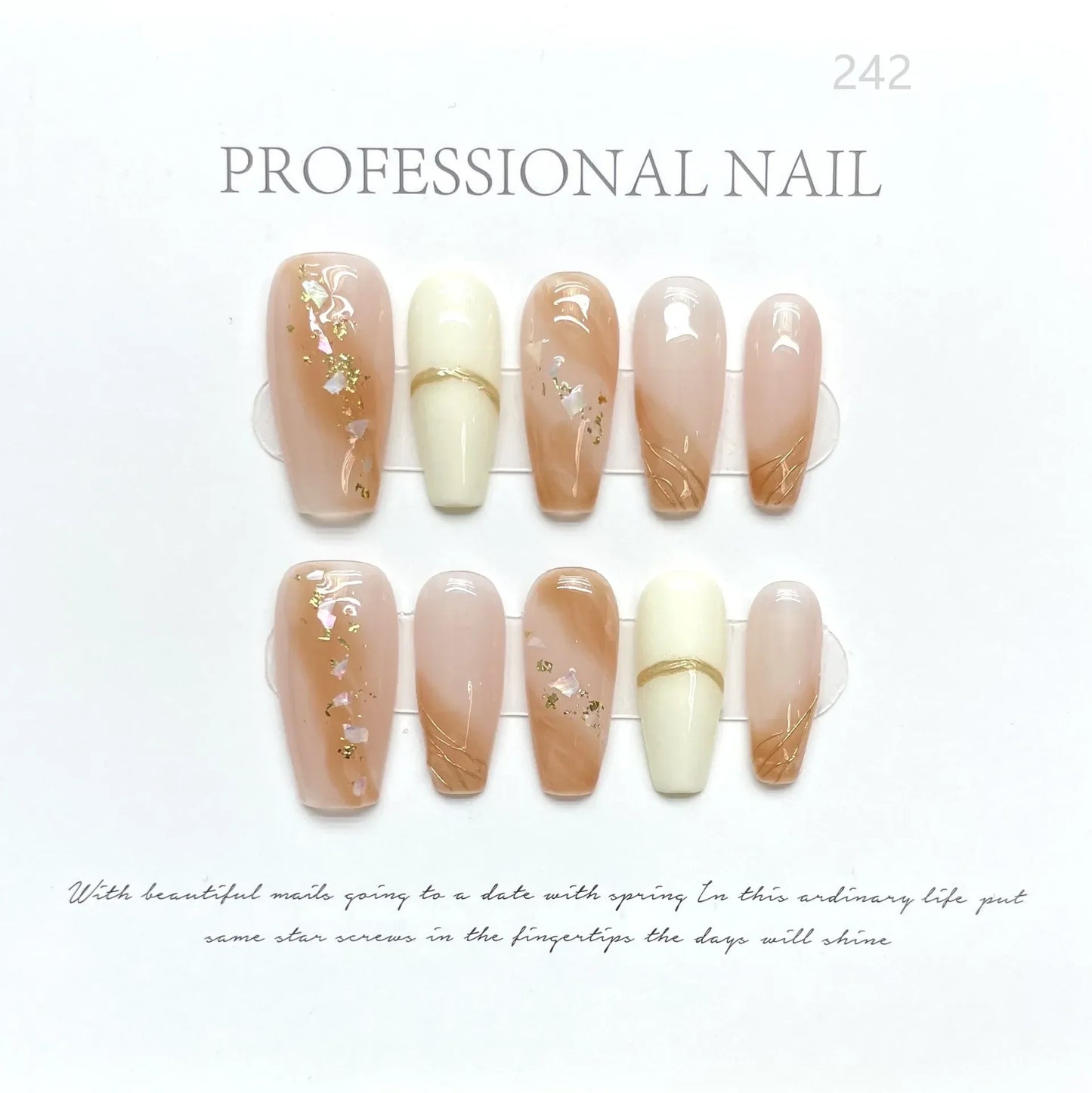 10Pcs Glitter French Handmade Fake Nails Long Ballet Nail Tips Pink Finished Press on Nails Coffin Reusable False Nails Wearable - - DYAVOR®