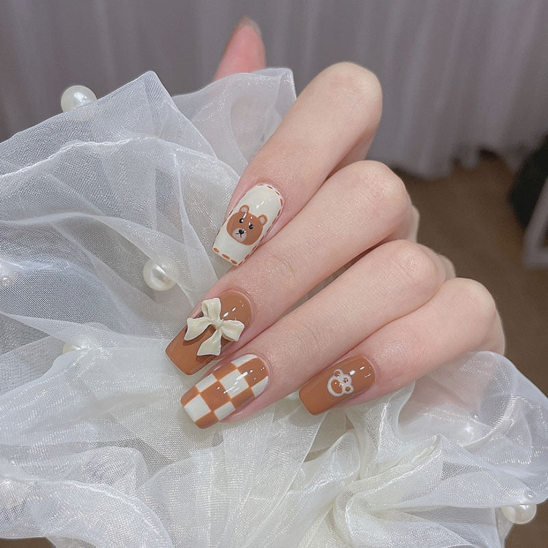 Coffee Bear Press On Nails - - DYAVOR®