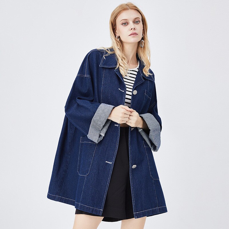 New design feeling loose straight jacket Women's retro casual blue denim jacket - - DYAVOR®