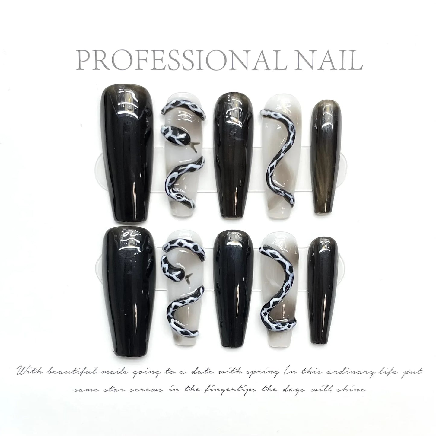 10Pcs Pink Long Ballet Handmade Press On Nails French Rhinestones Wearable False Nails Gradient Decoration Fake Nails Tips Art - - DYAVOR®