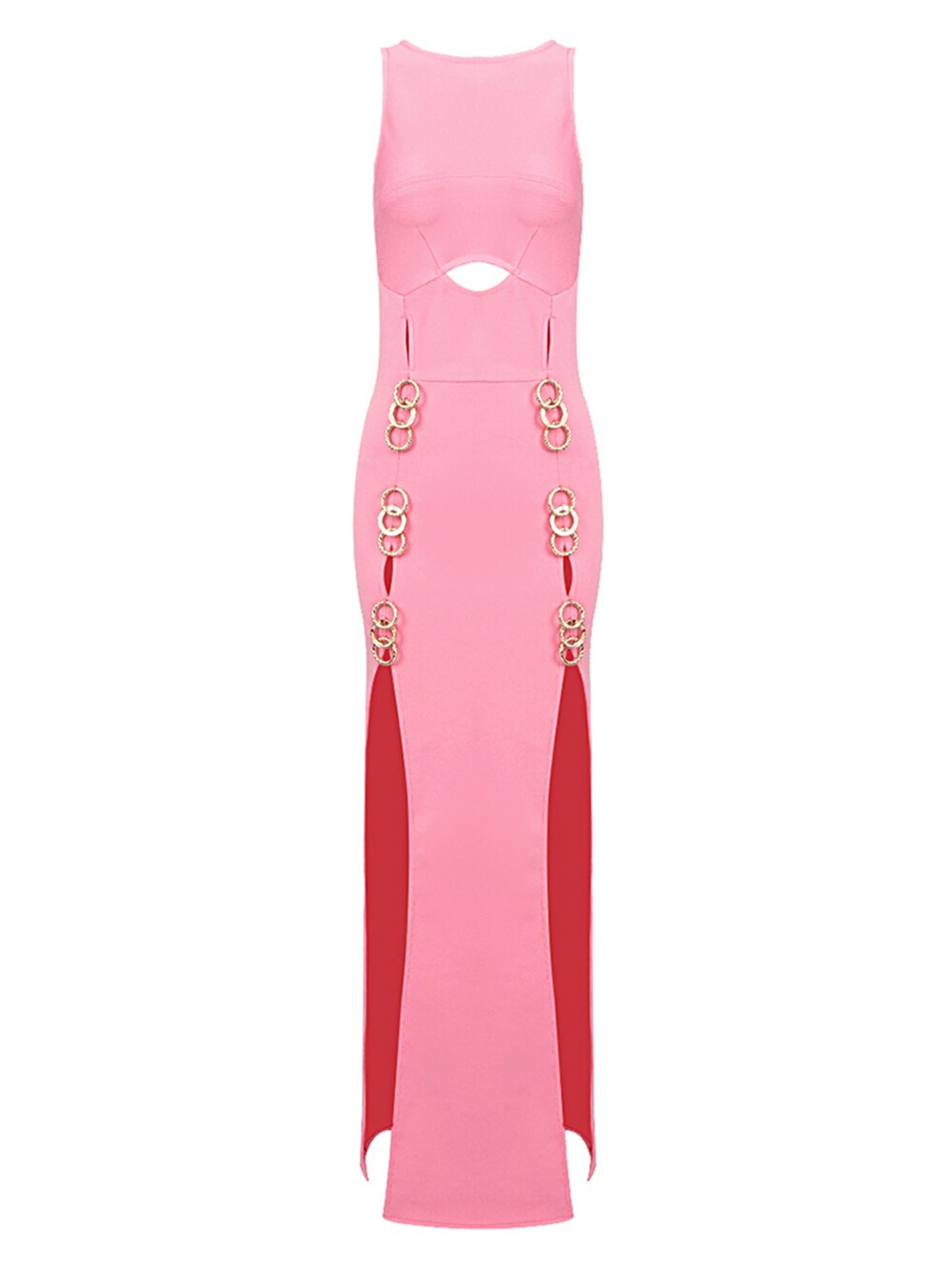 Pink Maxi Dress with Front Slits - - DYAVOR®
