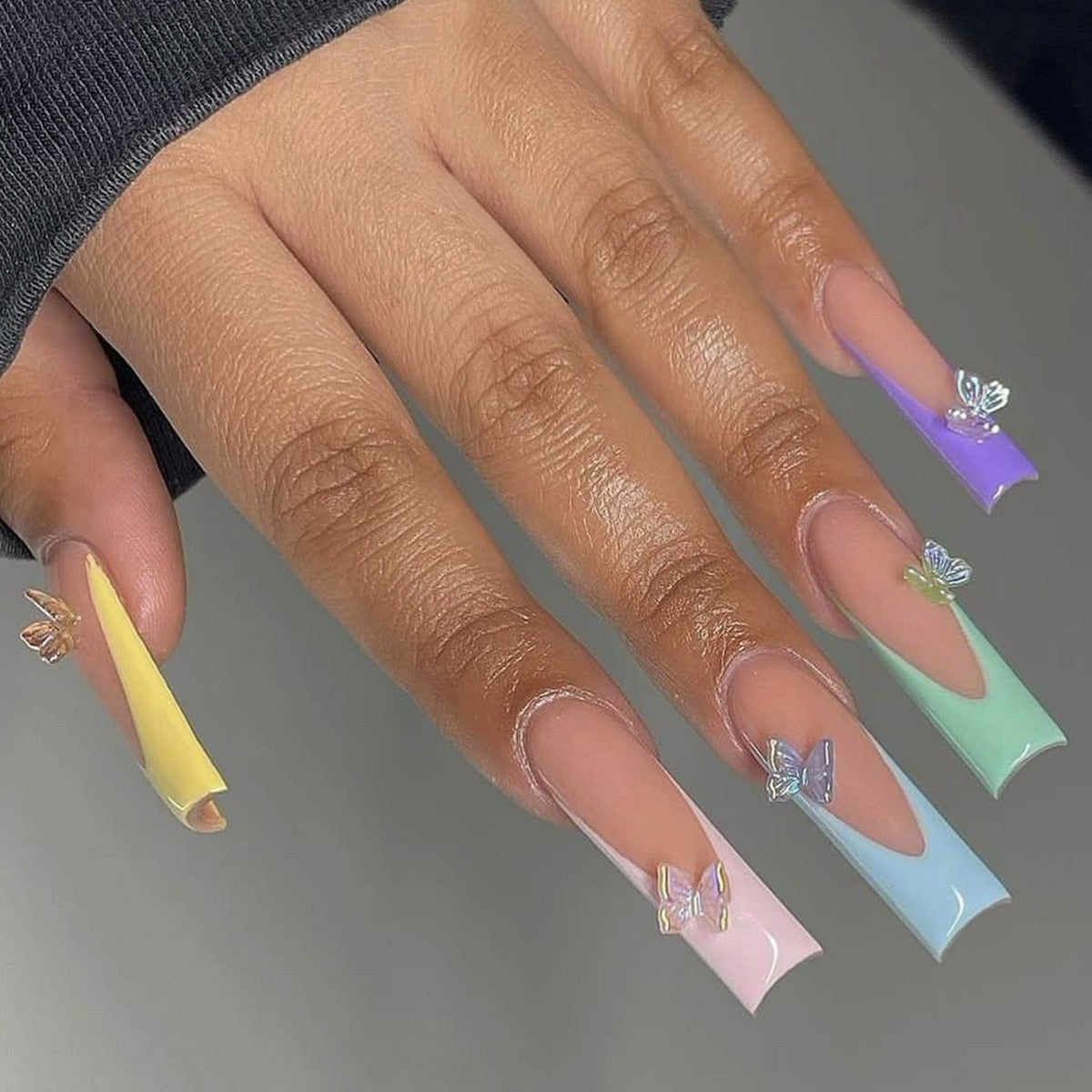 Pastel Long Press On Nails