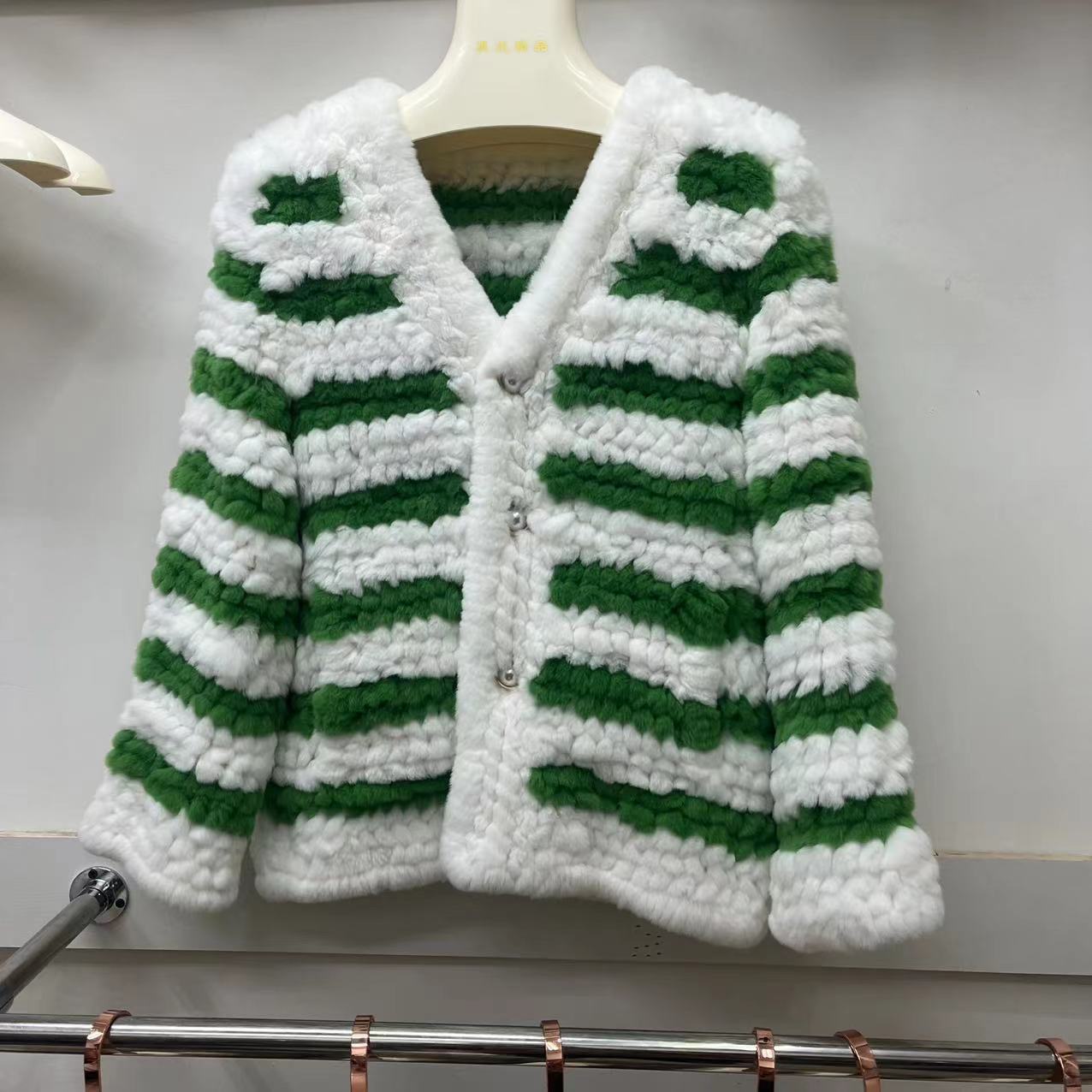 New Street Fashion Real Natural Rex Rabbit Fur Coats for V-neck Color Luxury Overcoats Knitted Jackets -  - DYAVOR®