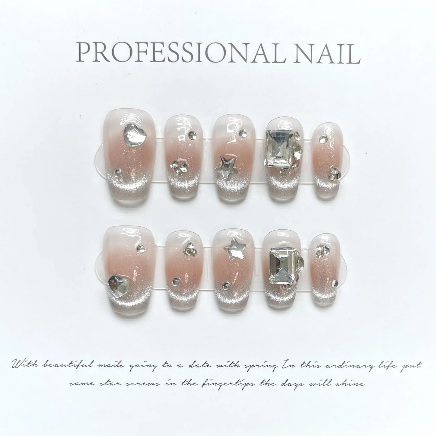 10Pcs Blue Handmade Press On Nails Set Ballet Wearable Artificial False Nails Decoration Nail Art Manicure Fake Nails Tips Art - - DYAVOR®
