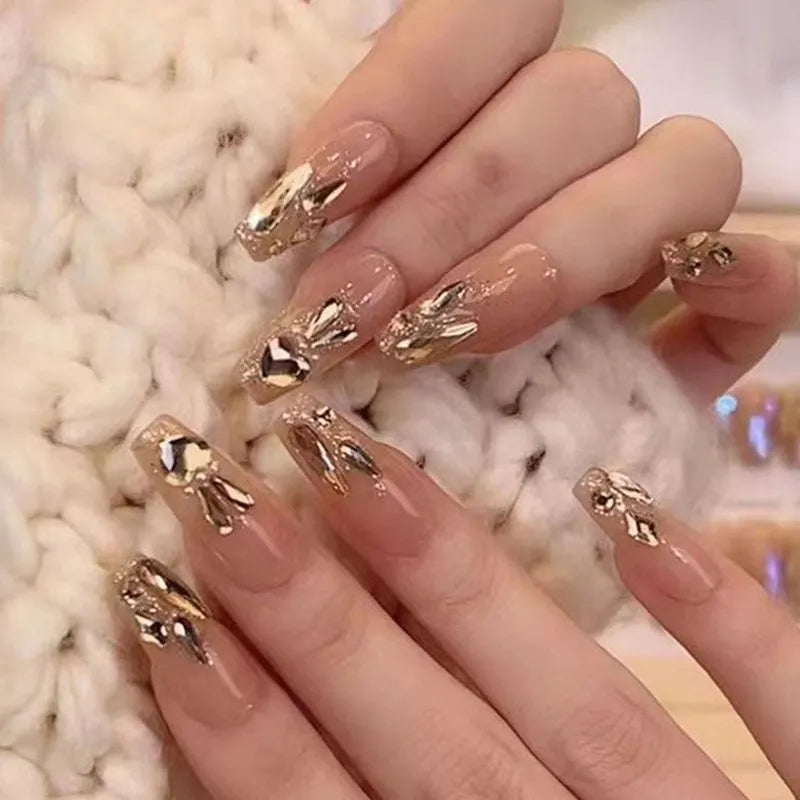 Handmade Soft Gel Diamond Fake Nails 24Pcs Clear Boxed Full Cover Crystal Nail Tips Easy to Press On Nails Soft Gel False Tips - - DYAVOR®