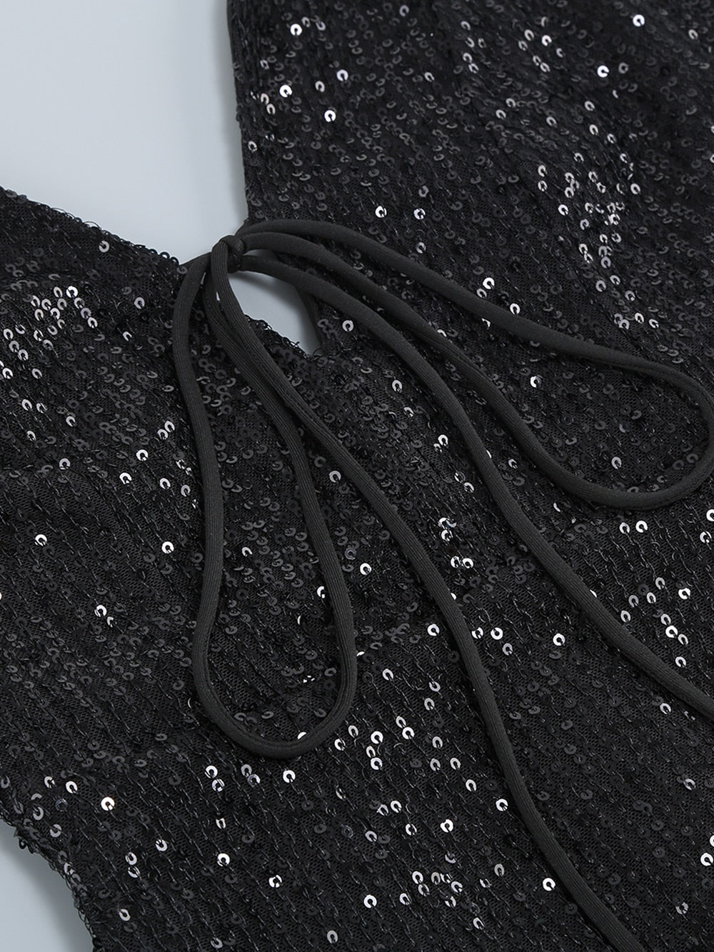Black Sequined Mini Dress with Feathers - - DYAVOR®