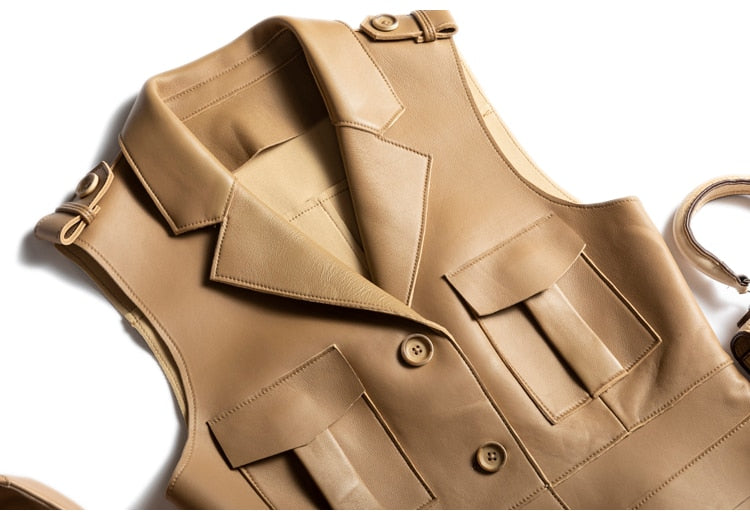 Genuine Leather Sleeveless Jacket - Jacket - DYAVOR®