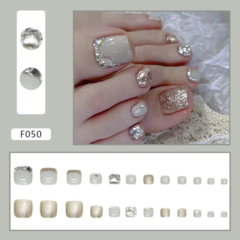 24pcs Wearable White-Edged French Manicure Toenails Full Cover Press On Fake Toenails DIY Artificial Acrylic False Toenails - - DYAVOR®