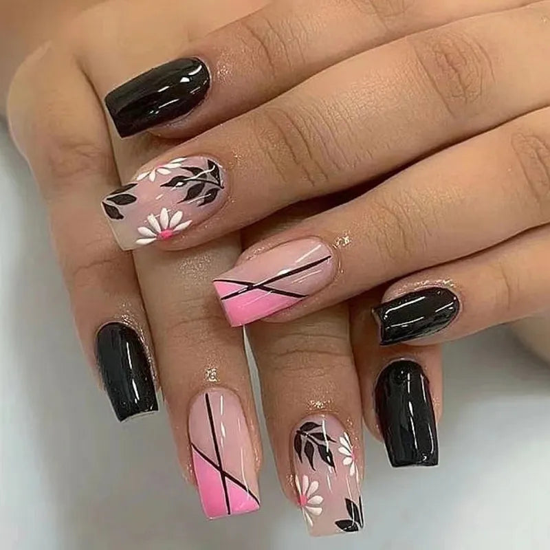 24pcs Colorful Almond Shaped Fake Nails Detachable Press On False Nails Tips French Full Cover False Nails French Manicure tools - - DYAVOR®