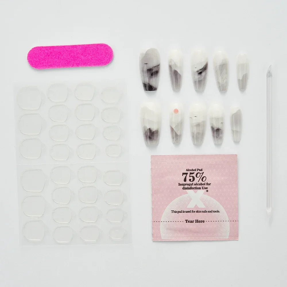 10PCS Handmade Finished Fake Nail Press on Bamboo Poetry Chinese False Nails with Glue Decorated Nails Art Stick on Nails -  - DYAVOR®