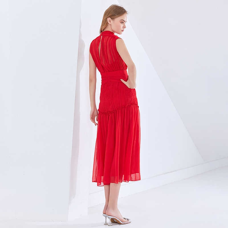 Long Chiffon Dress With Gathers - - DYAVOR®