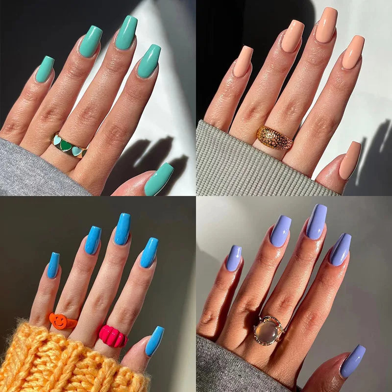 24pcs Nude Red Fake Nails Short Ballet Simple Press On Nail Tips Detachable Full Cover False Nail Art Finished Nails Decorations - - DYAVOR®