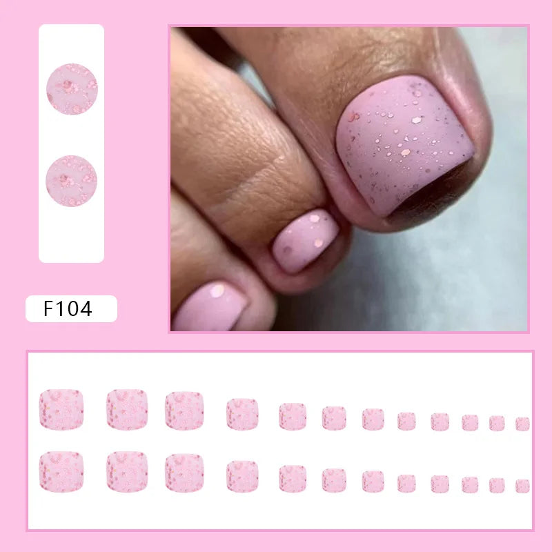 24pcs Wearable White-Edged French Manicure Toenails Full Cover Press On Fake Toenails DIY Artificial Acrylic False Toenails