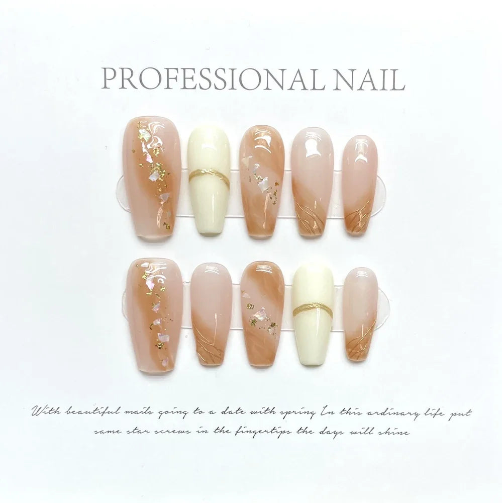 Handmade Pink Nails Set Press on Cute Korean Medium-length Artifical Nails Full Cover Nail Tips with Design Adhesive False Nails - - DYAVOR®