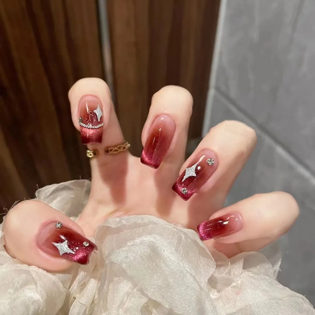 Autumn French False Nails with Butterfly Pearl Decor Bride Fake Nail Wearable Press on Nails Coffin Ballet Nail Tips for Girls - - DYAVOR®