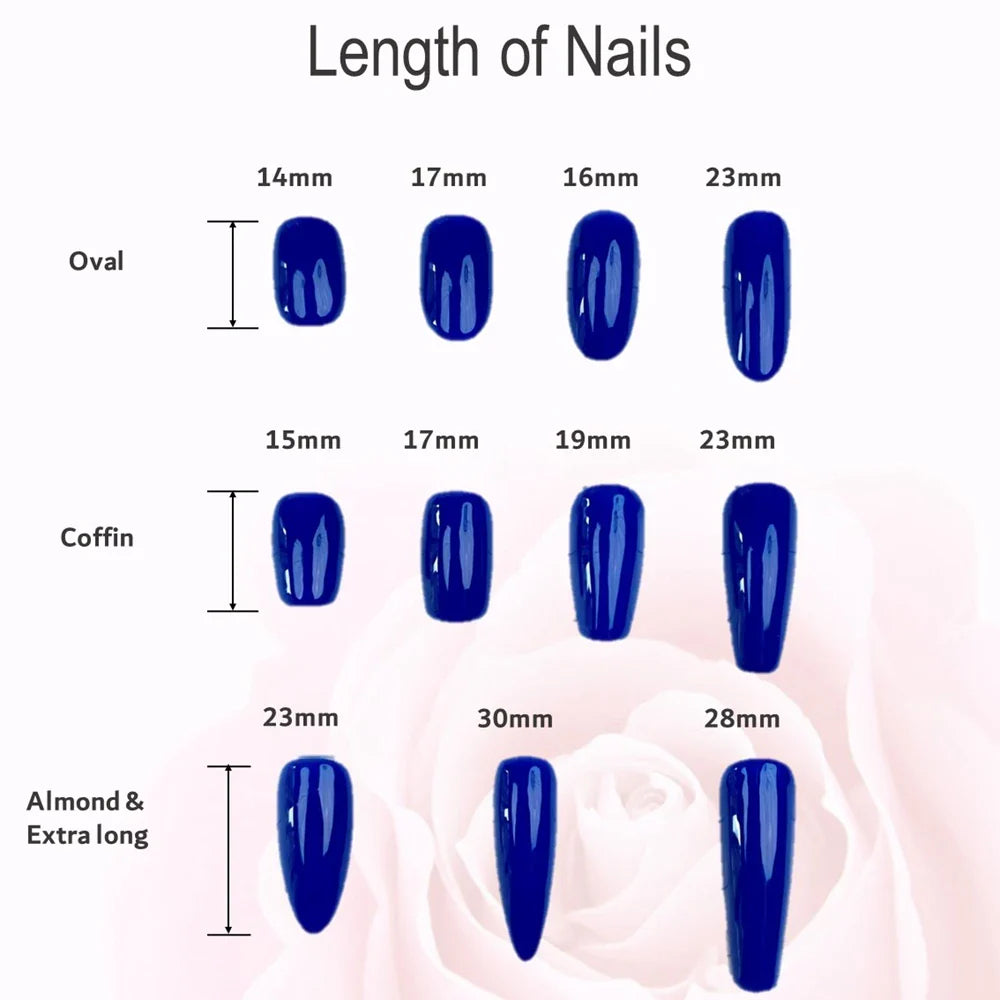 Handmade Almond Press on Nails Korean Hand Paint Reusable Adhesive False Nails with Design Acrylic Artificial Manicure for Girls - - DYAVOR®