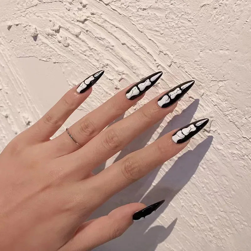 24Pcs/Set Almond Gradient Press On Nail Art Wearable Fake Nails Pointed Simple Ballet Coffin Reusable False Nails Tips Finished - - DYAVOR®