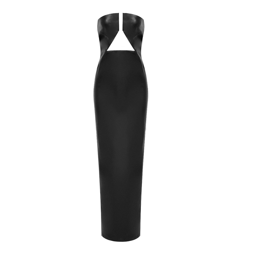 Black Leather Maxi Dress - - DYAVOR®
