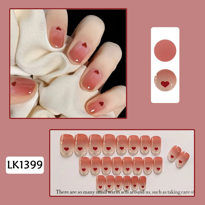 24Pcs/Set Almond Gradient Press On Nail Art Wearable Fake Nails Pointed Simple Ballet Coffin Reusable False Nails Tips Finished