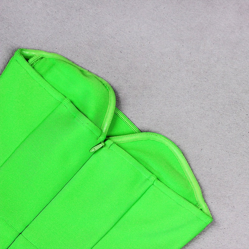 Green Midi Dress with Open Shoulders - - DYAVOR®