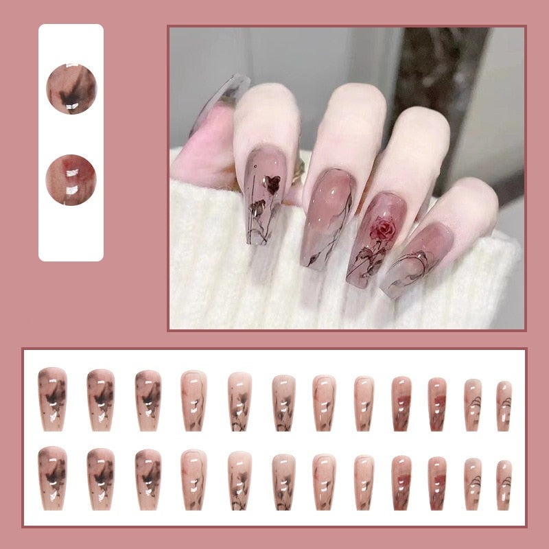 Floral Press On Nails - - DYAVOR®