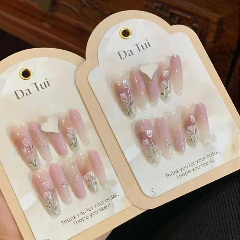 10 Pcs Wearing False Nails Fake Nails Pure Handmade Complimentary Nail Enhancement Kit - - DYAVOR®