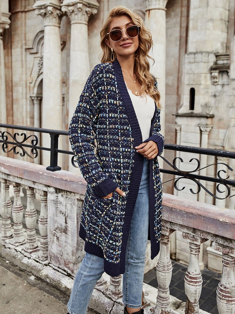 Autumn Winter New Long Cardigan Coat Women's Fashion Color Sweater Coats Temperament Street Clothes Oversized Cardigan Sweater - - DYAVOR®