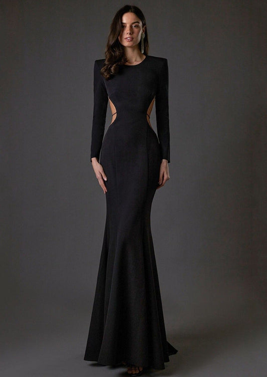 Black Open Back Maxi Dress -  - DYAVOR®