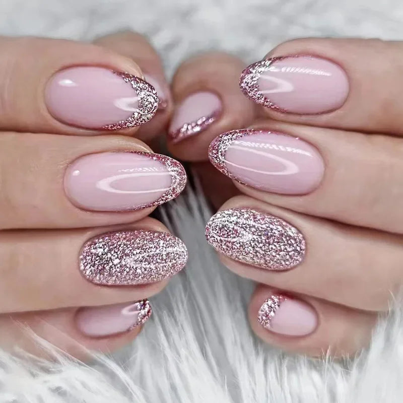 24pcs Small Almond Oval Decorated Cloud Milk Wearable Fake Nails Short Press On Nail Coffin Detachable French False Nails Tips - - DYAVOR®