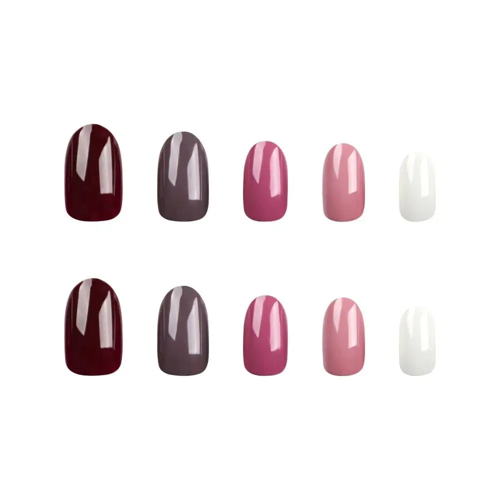 French False Nails Manicure Long Oval Solid Color Nail Tips Simple Detachable Press on Nails Women - - DYAVOR®