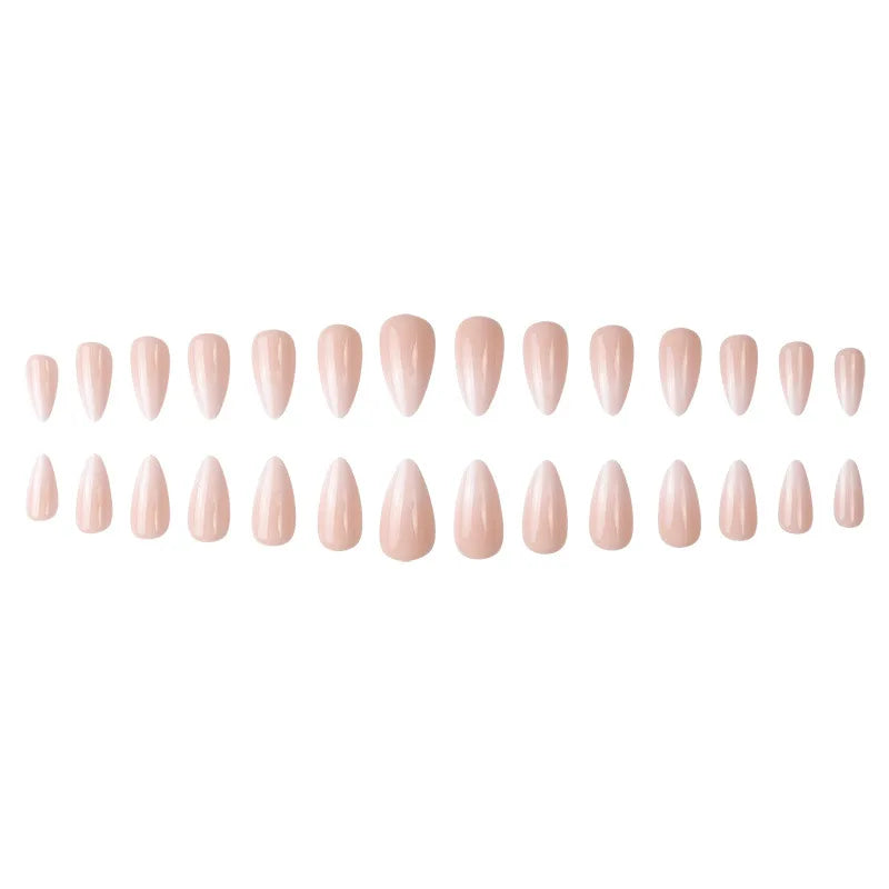 24Pcs/Set Almond Gradient Press On Nail Art Wearable Fake Nails Pointed Simple Ballet Coffin Reusable False Nails Tips Finished - - DYAVOR®