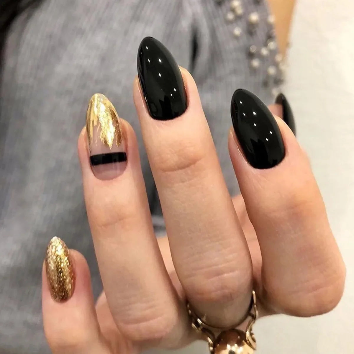 24Pcs/Set Almond Gradient Press On Nail Art Wearable Fake Nails Pointed Simple Ballet Coffin Reusable False Nails Tips Finished