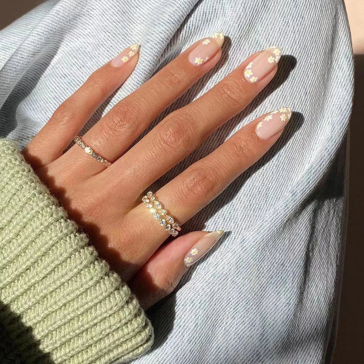 24Pcs/Set Almond Gradient Press On Nail Art Wearable Fake Nails Pointed Simple Ballet Coffin Reusable False Nails Tips Finished