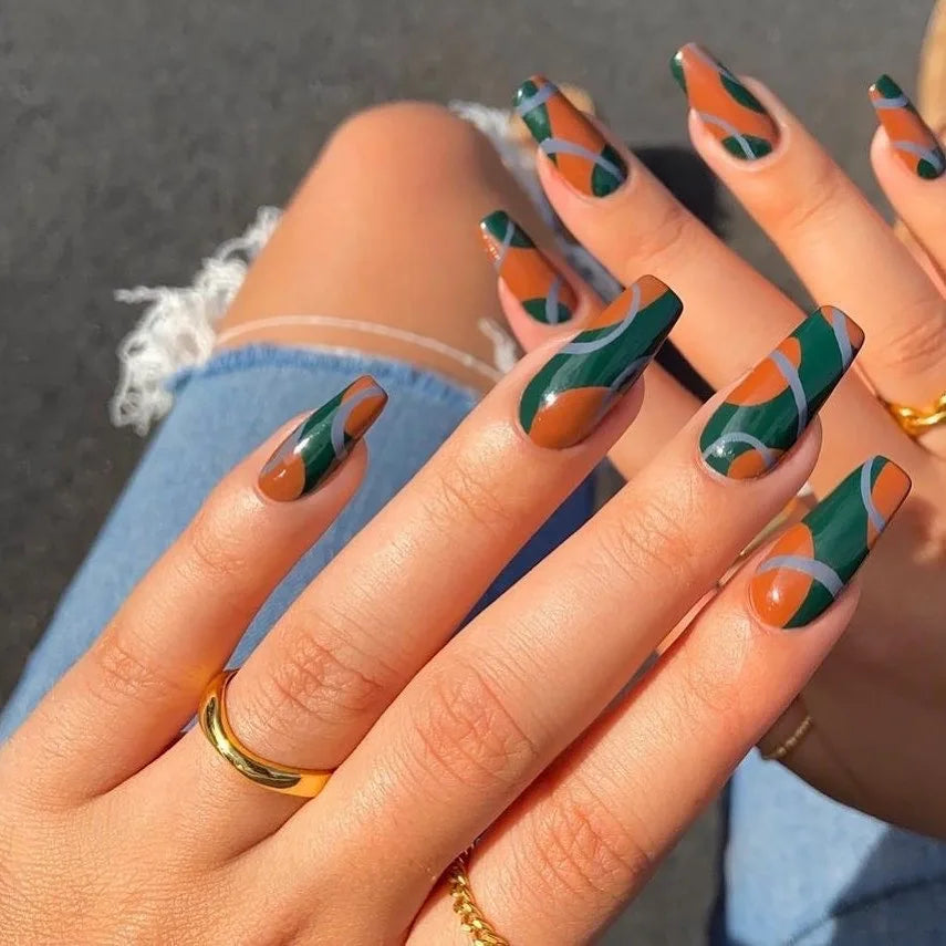 24Pcs/Set Almond Gradient Press On Nail Art Wearable Fake Nails Pointed Simple Ballet Coffin Reusable False Nails Tips Finished - - DYAVOR®