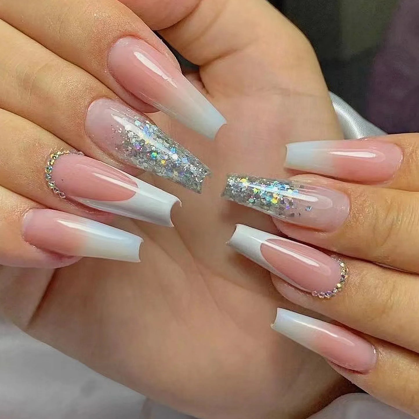 wearable full cover long ballet French coffin white False Nails with glue matte red black pink white artificial nails press on