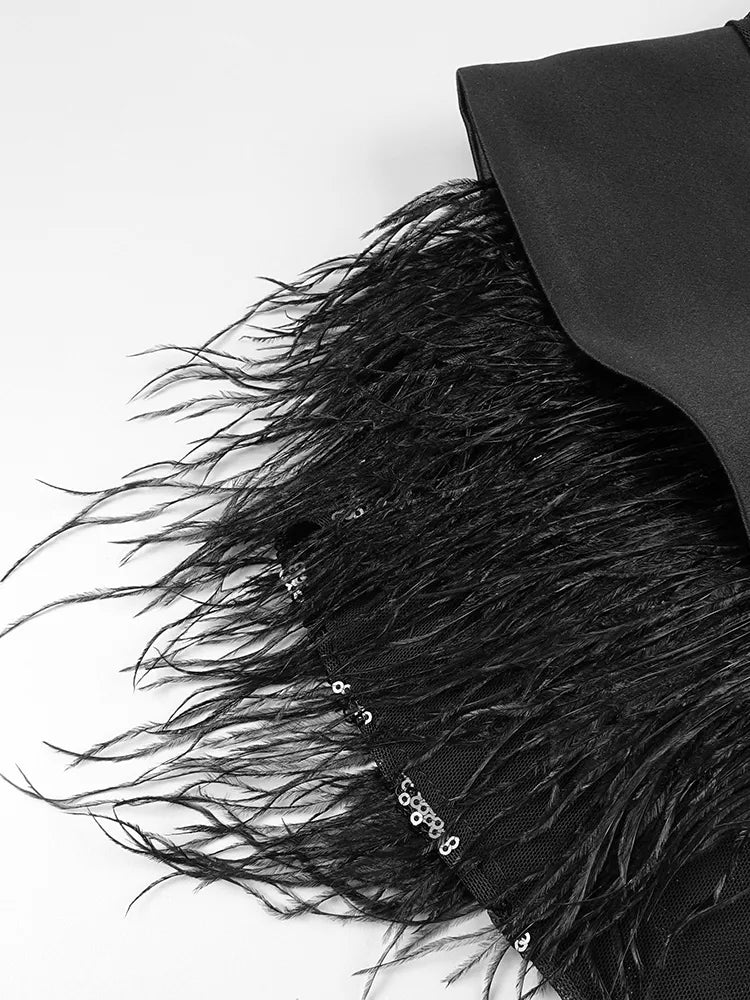 Sequin Bodysuit with Feathers - Bodysuit - DYAVOR®